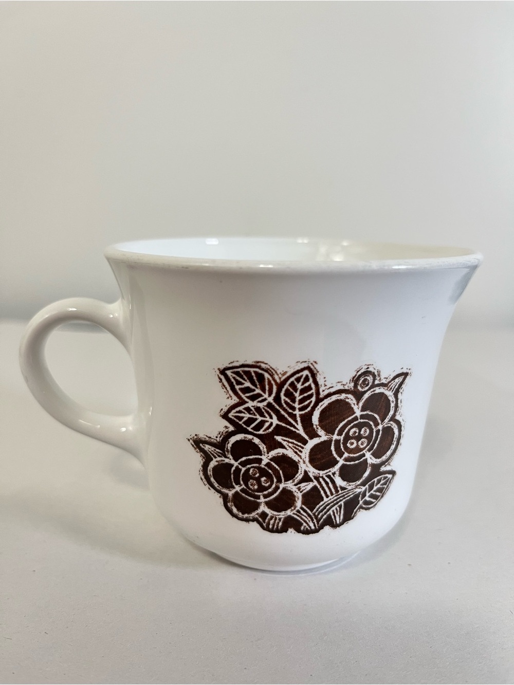 Vintage Corelle Corningware Batik Creamer Cup Brown Floral Motif